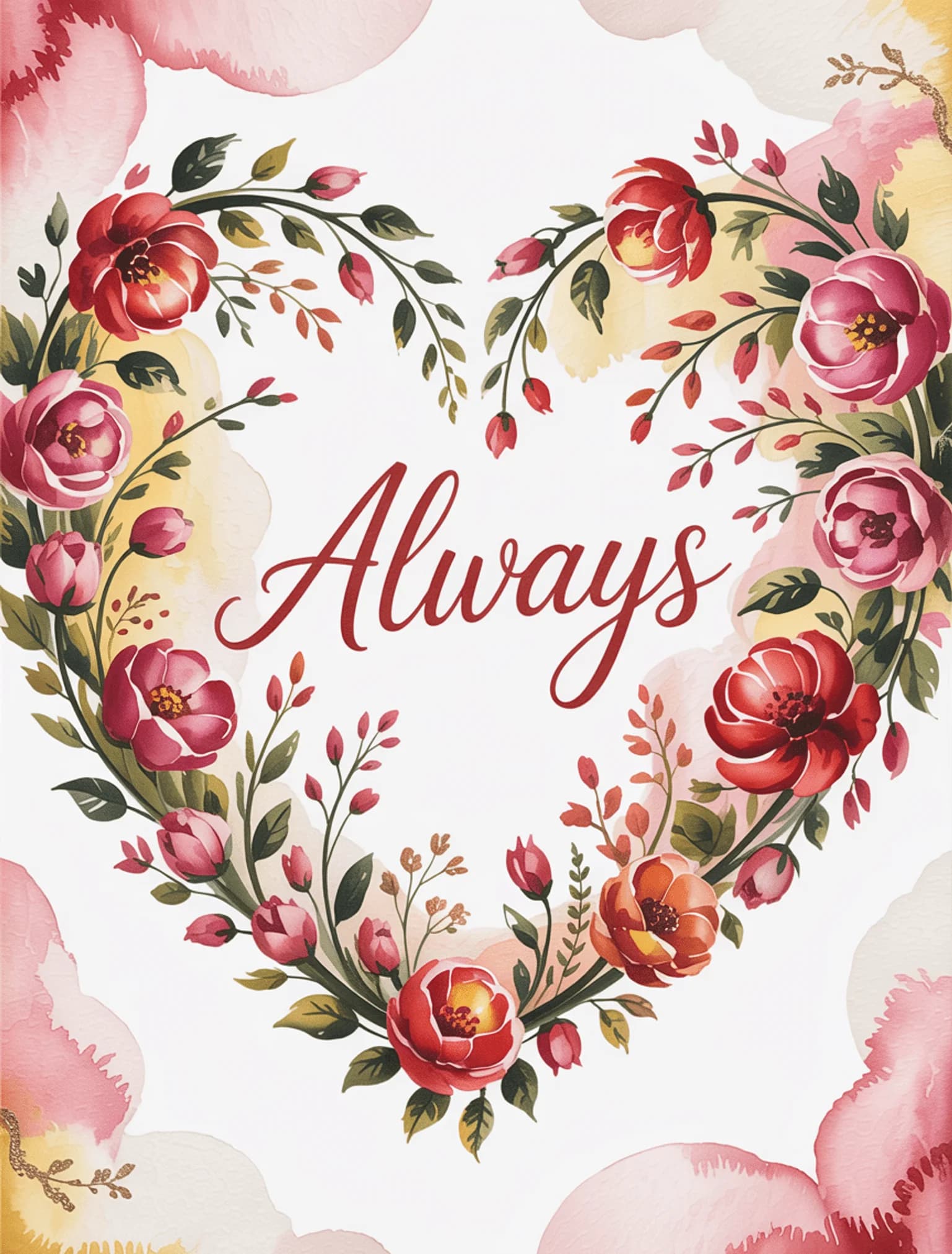 Watercolor Heart Garden