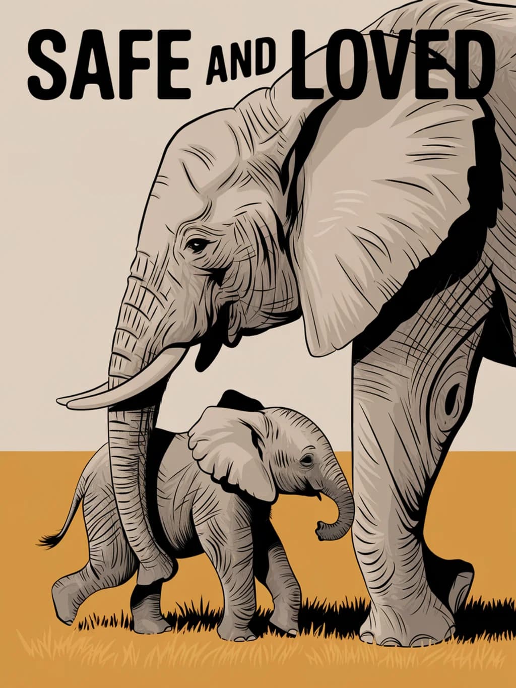 Baby Elephant With Mama