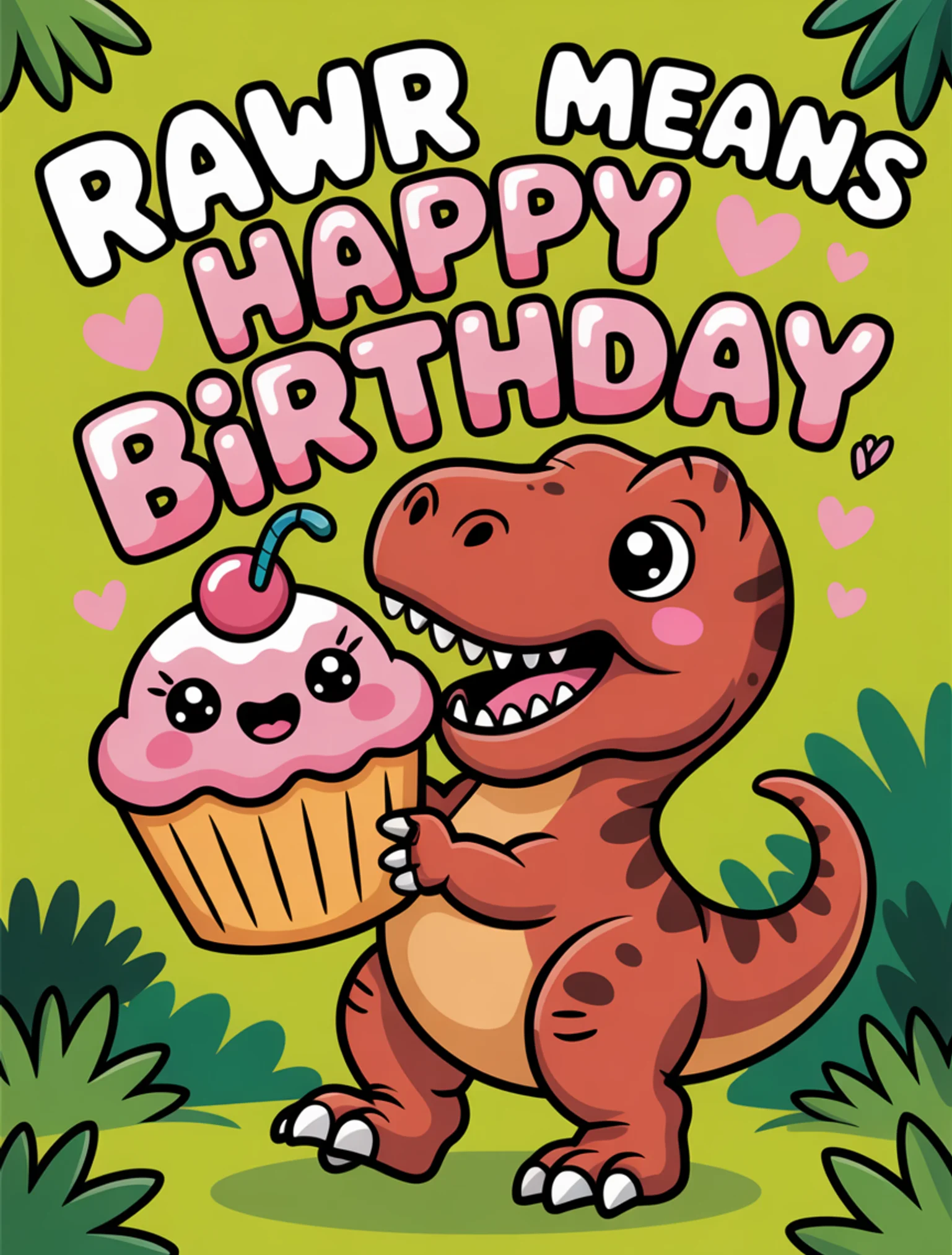 Kawaii T-Rex Birthday