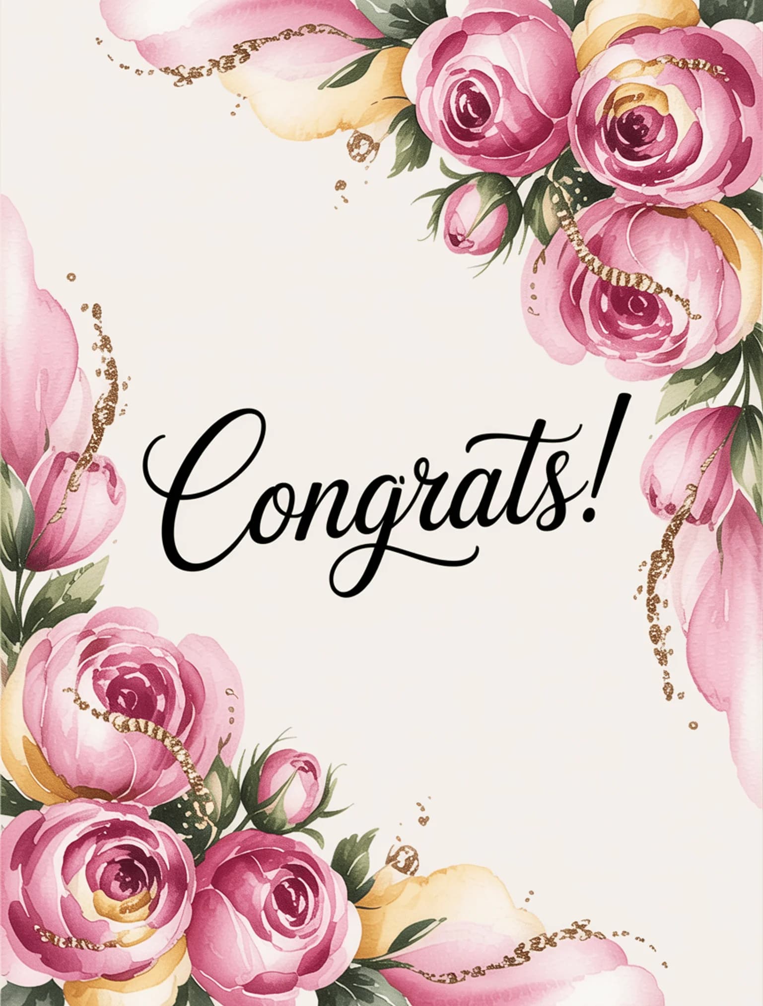 Watercolor Roses Sparkle