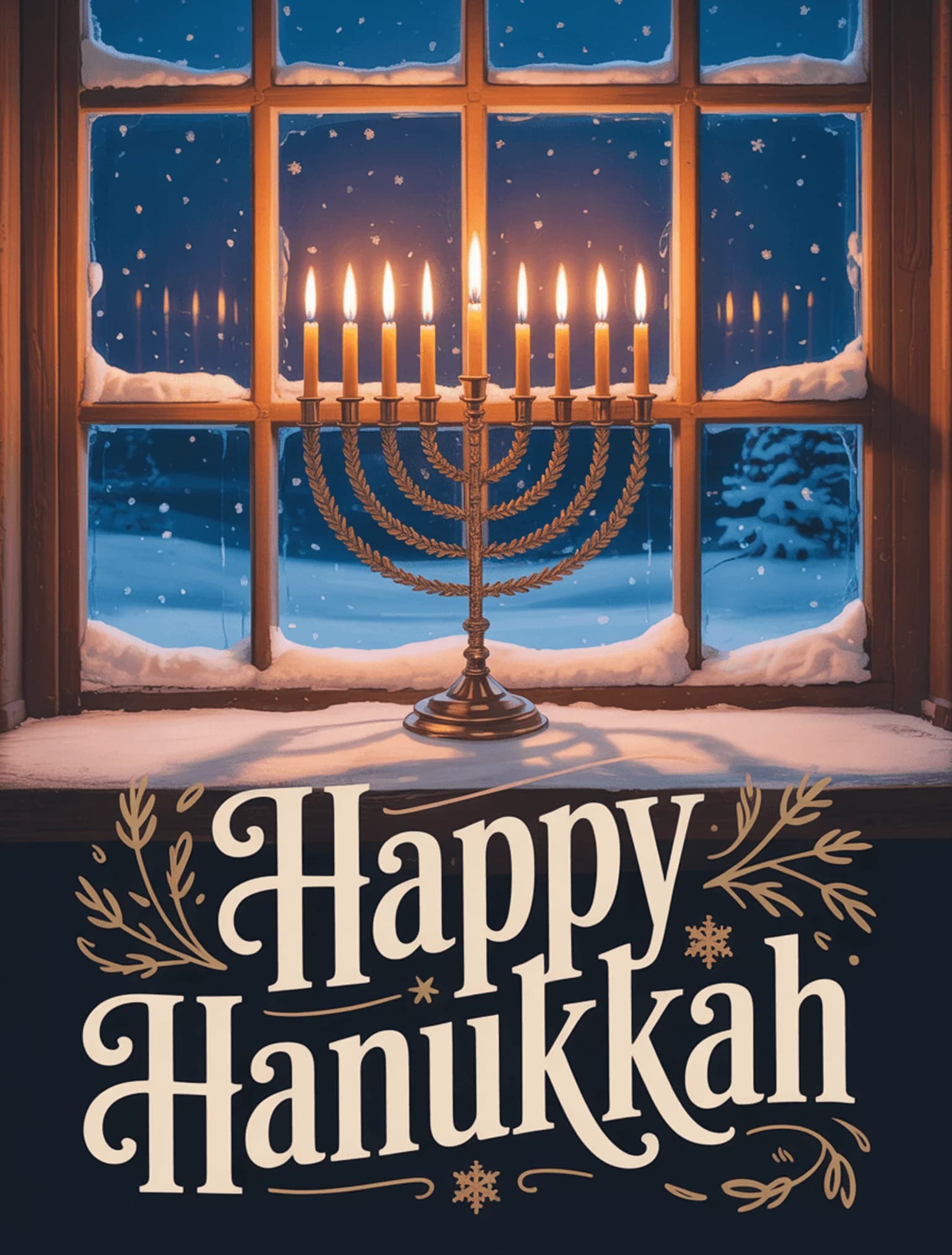 Vintage Menorah Window