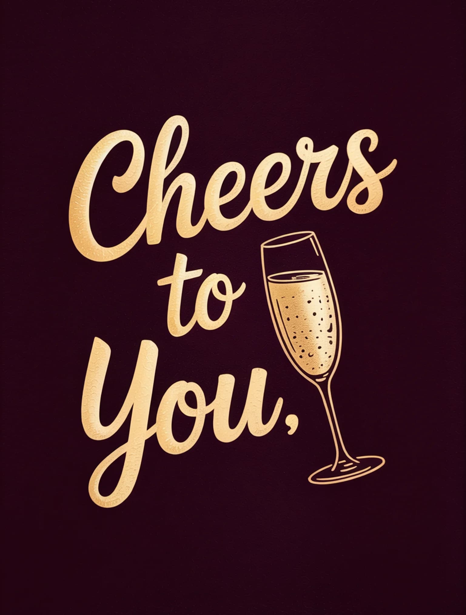 Cheers to You Gold on Burgundy