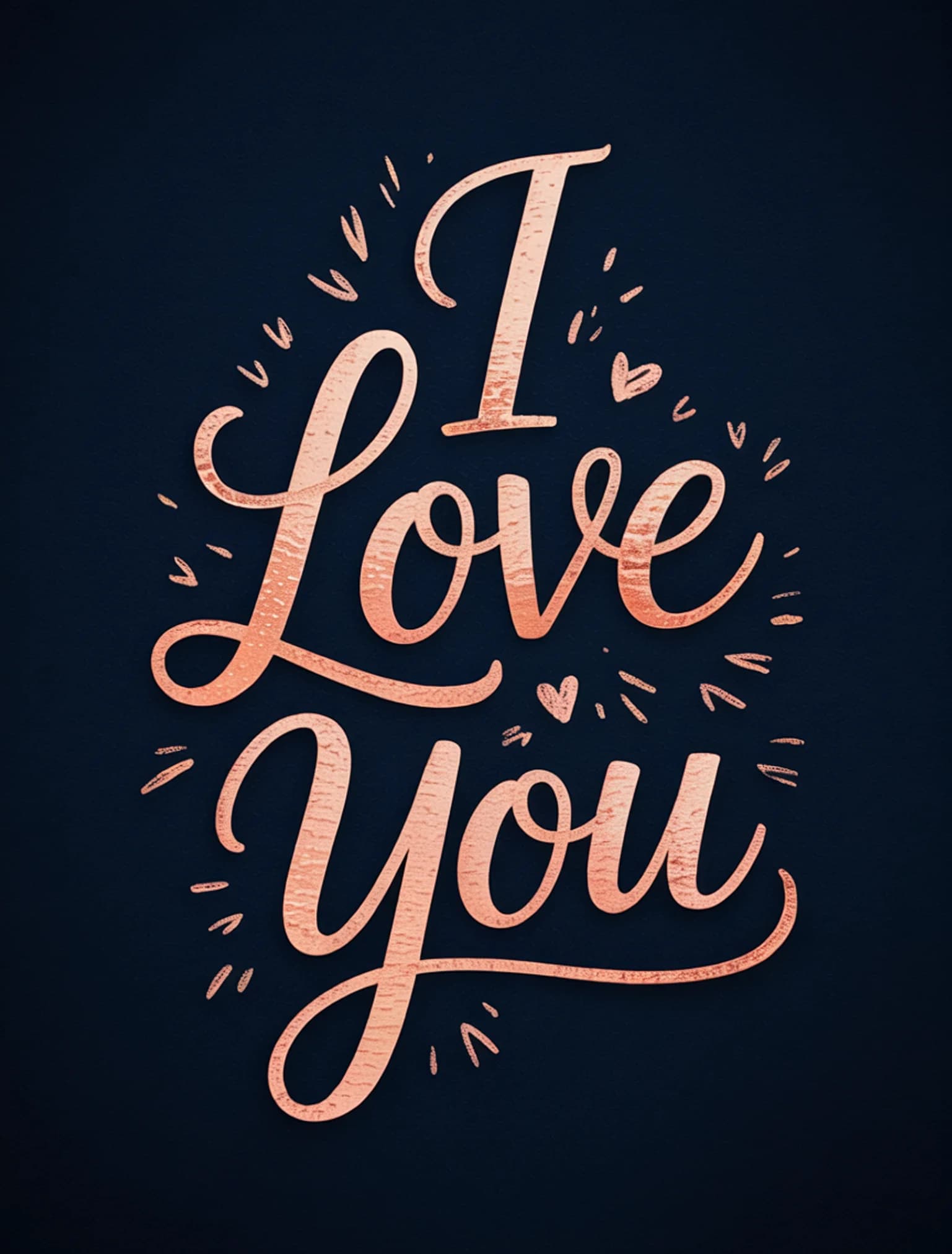 I Love You Rose Gold Navy