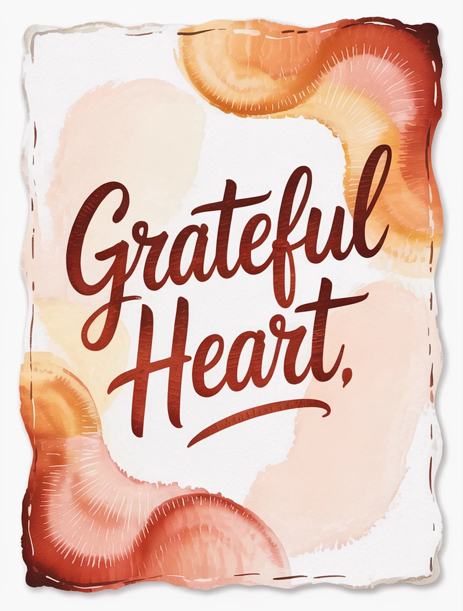 Grateful Heart Watercolor Peach
