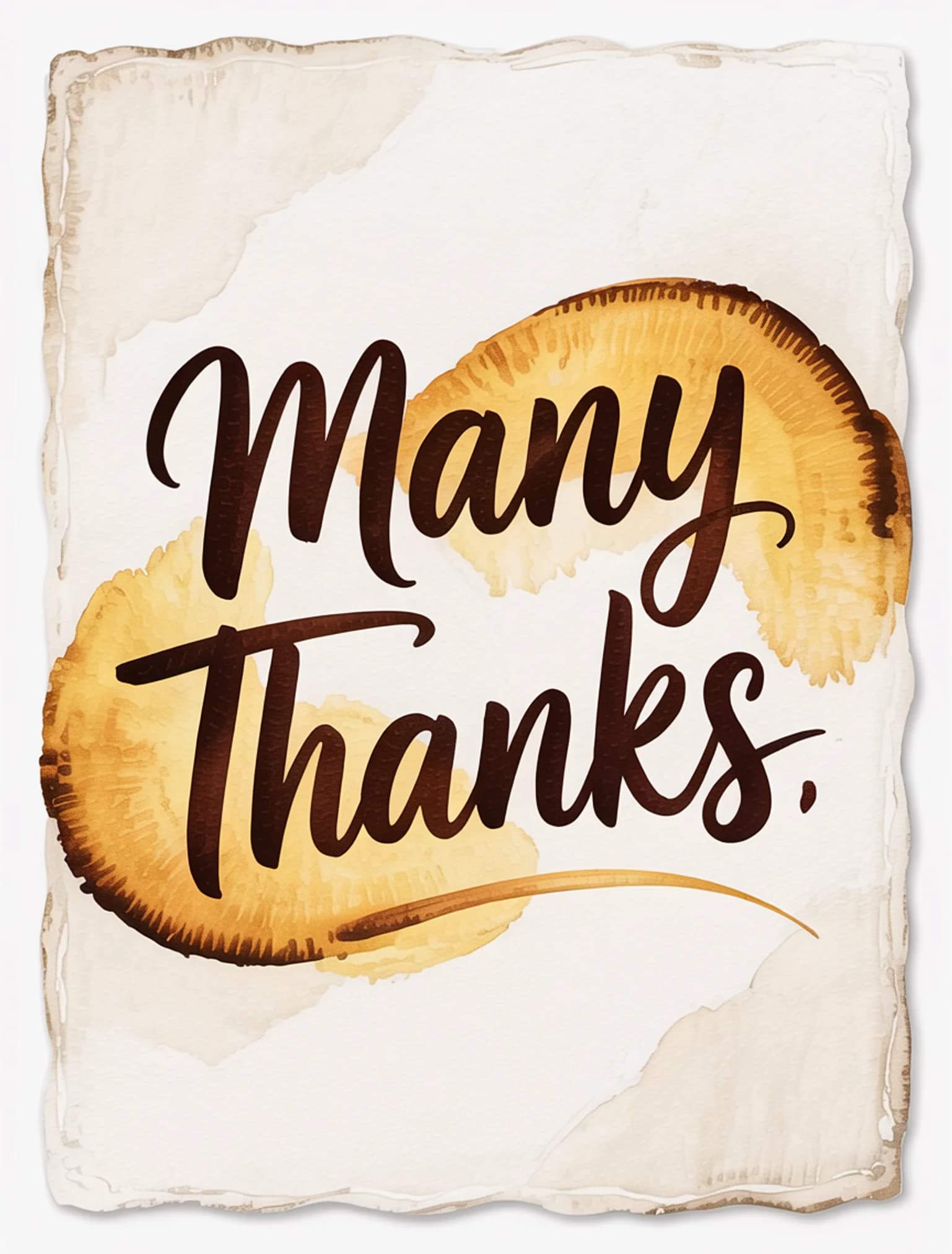 Many Thanks Watercolor Gold
