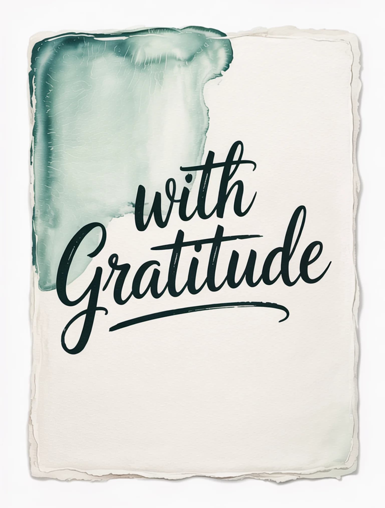 With Gratitude Watercolor Seafoam