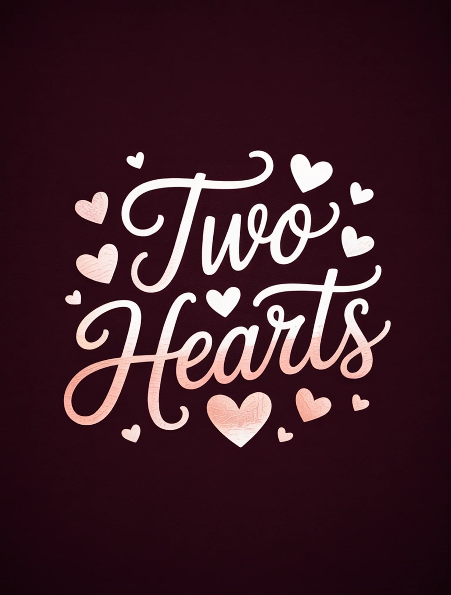 Two Hearts Rose Gold Burgundy