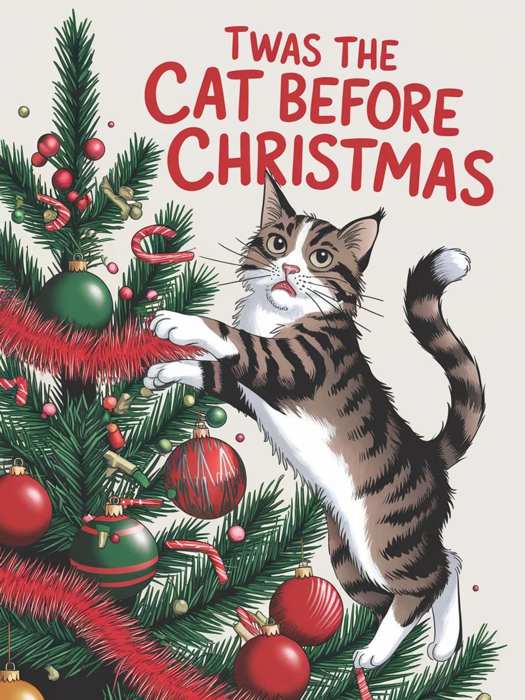 Cat Christmas Tree Chaos