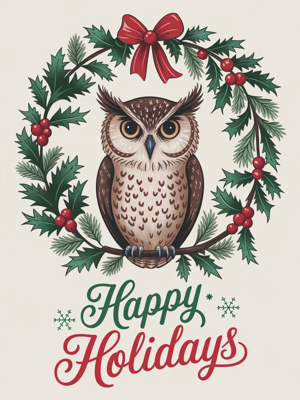 Owl Christmas Wreath