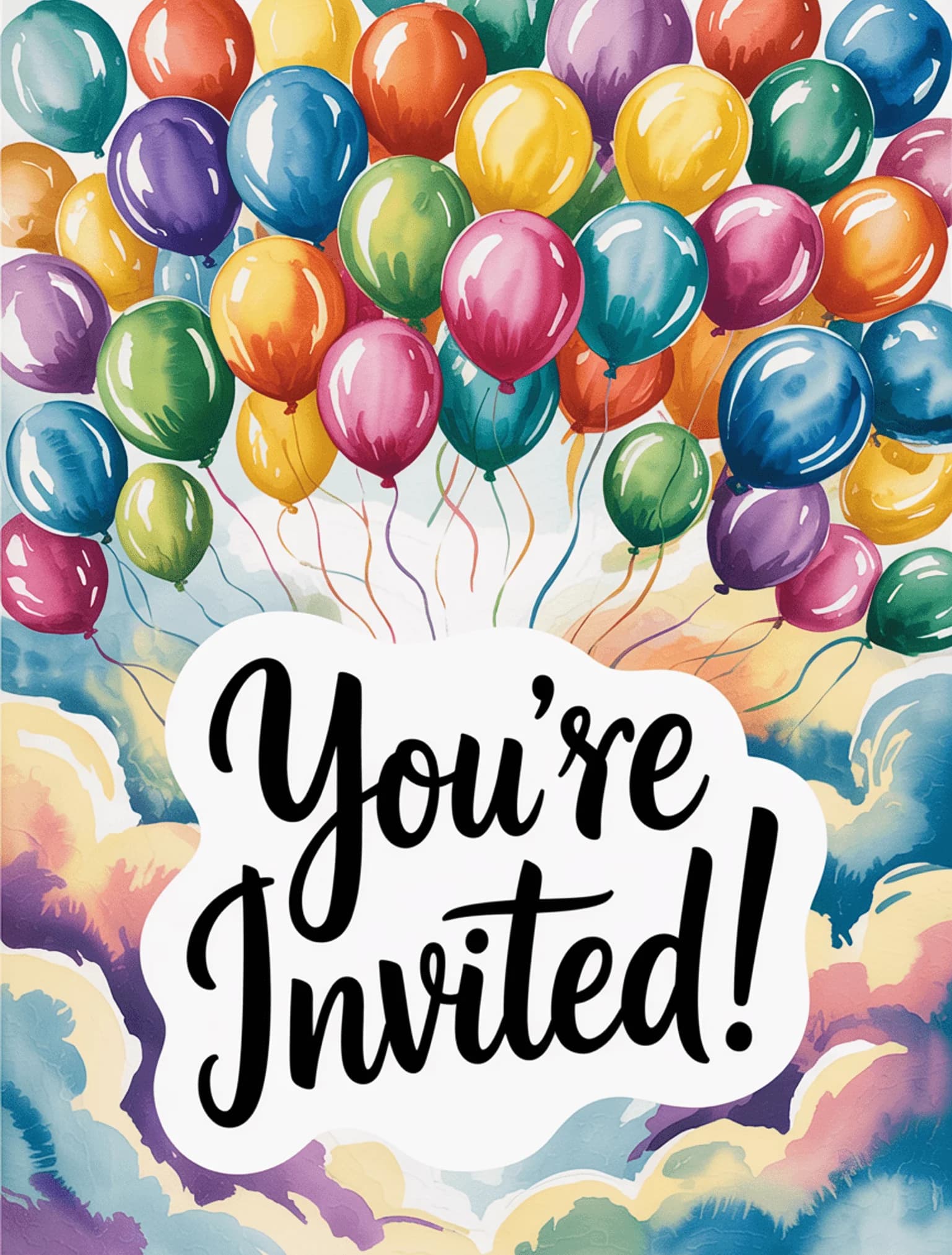 Rainbow Balloons Watercolor