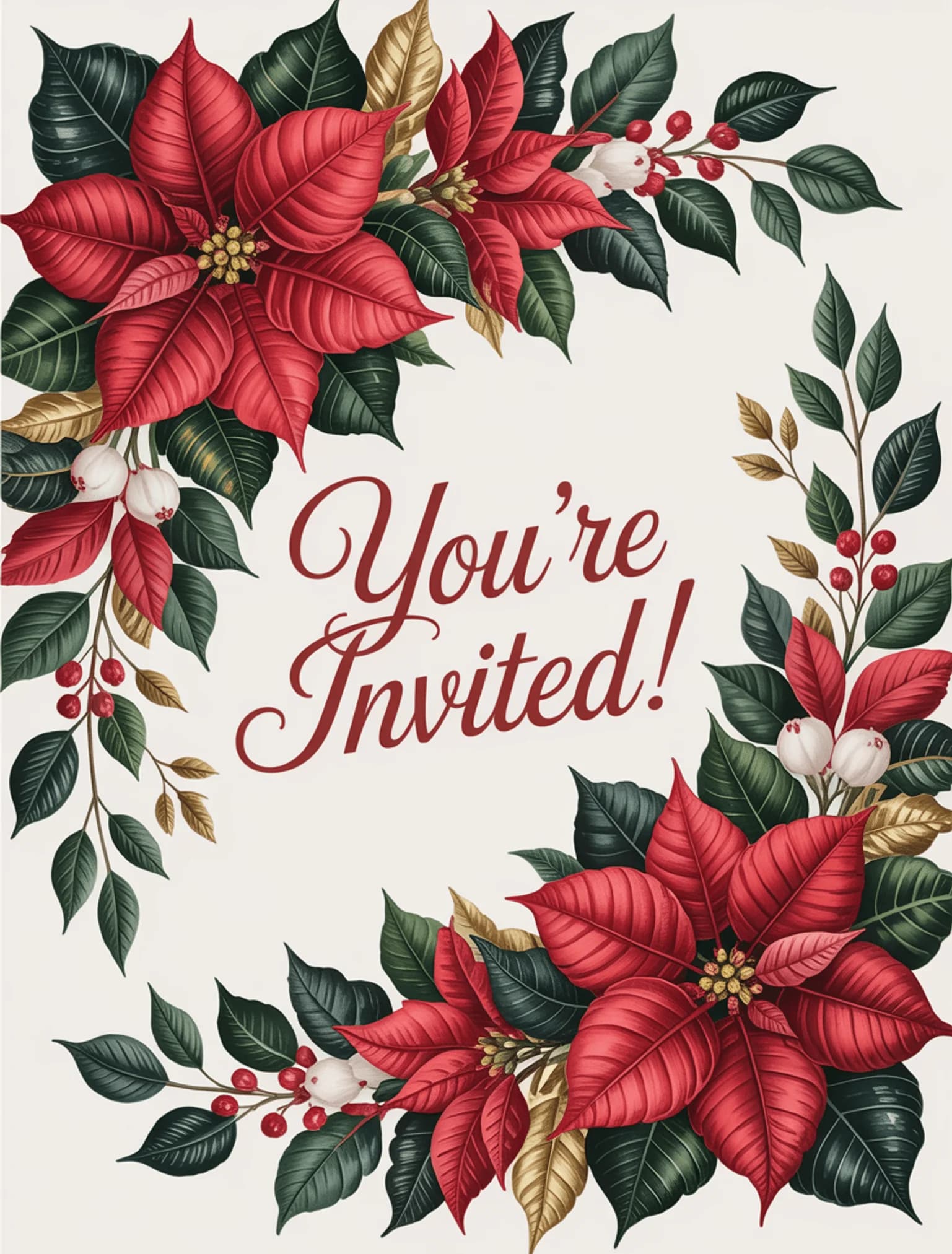 Poinsettia Botanical Red