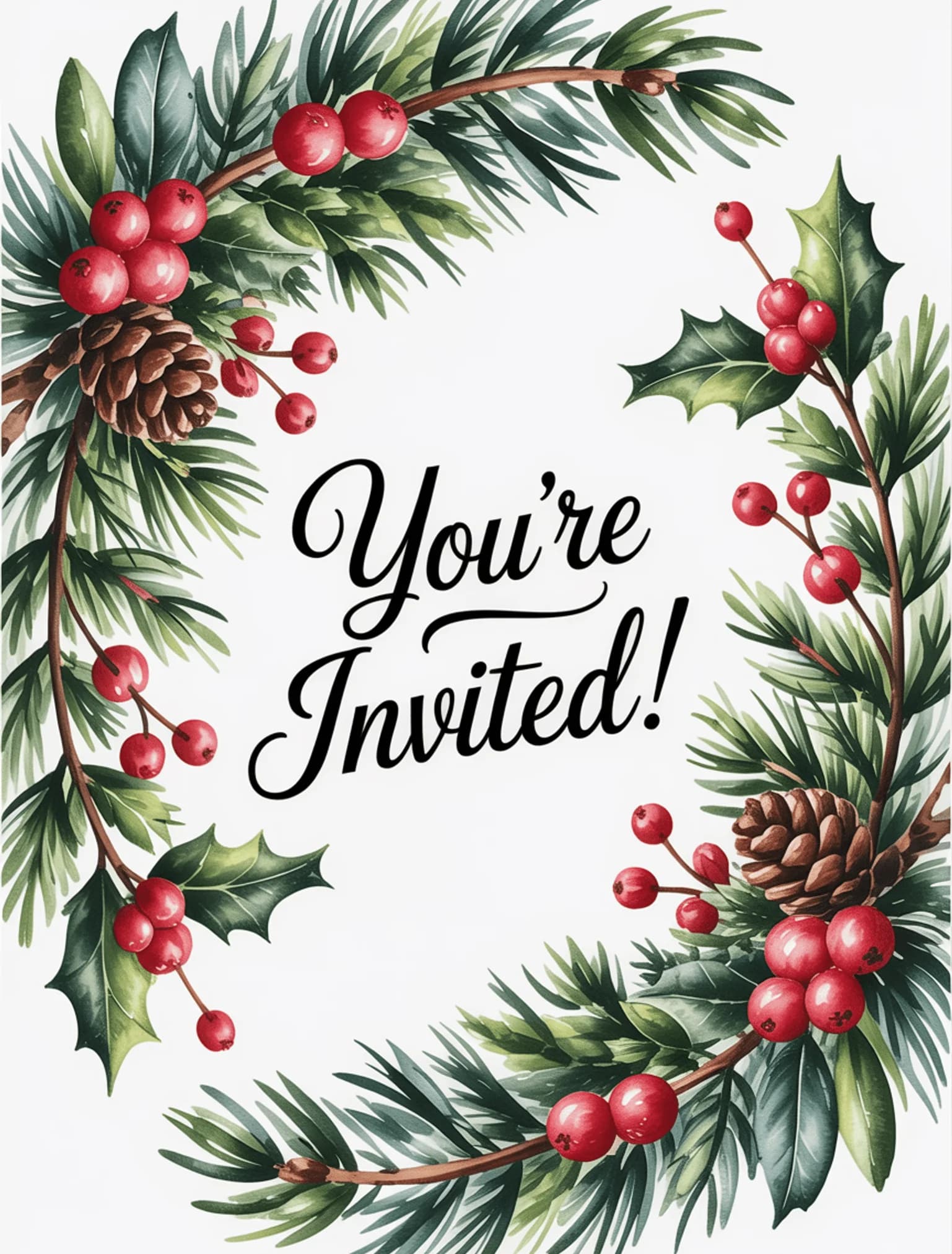 Watercolor Pine Branches