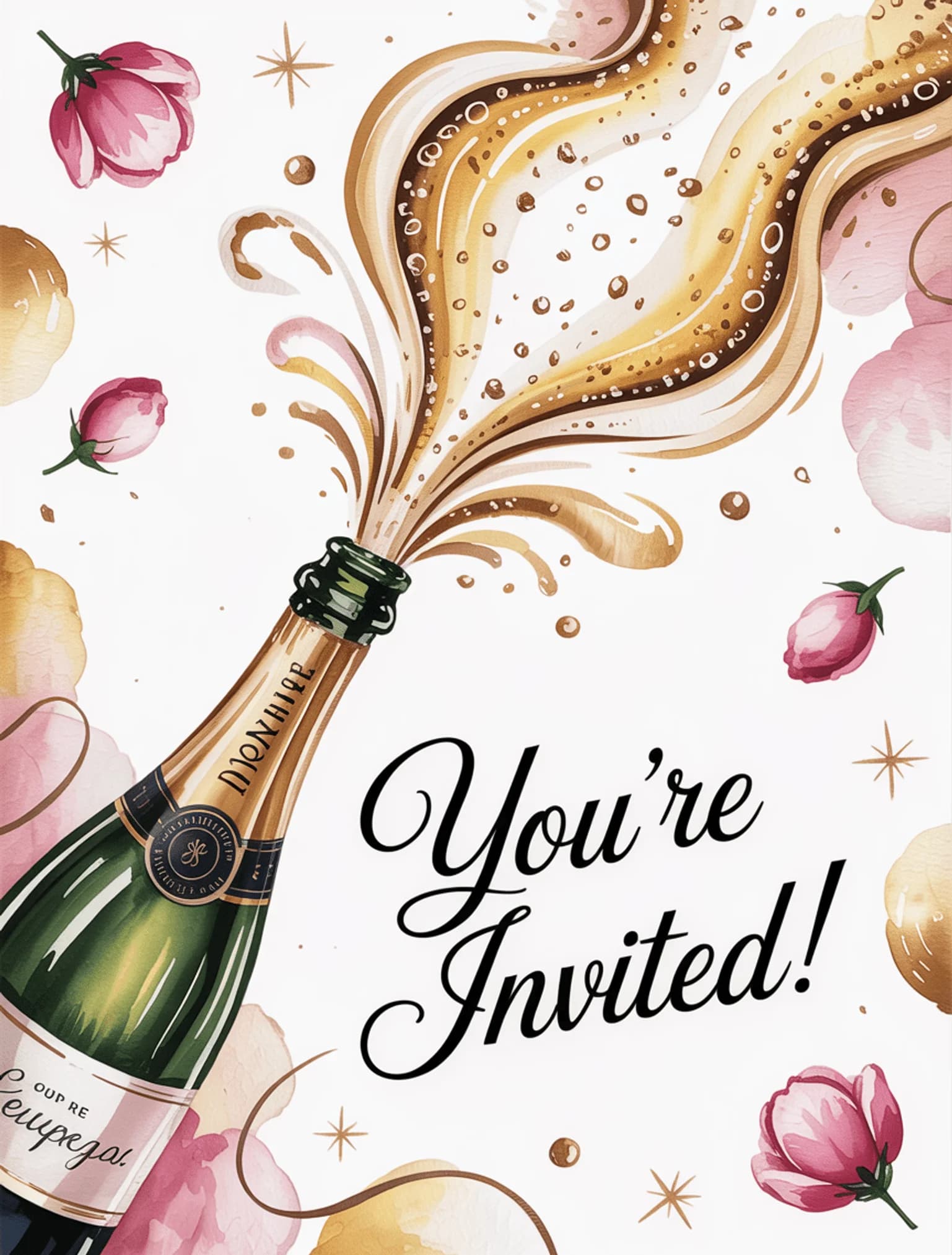 Watercolor Champagne Toast