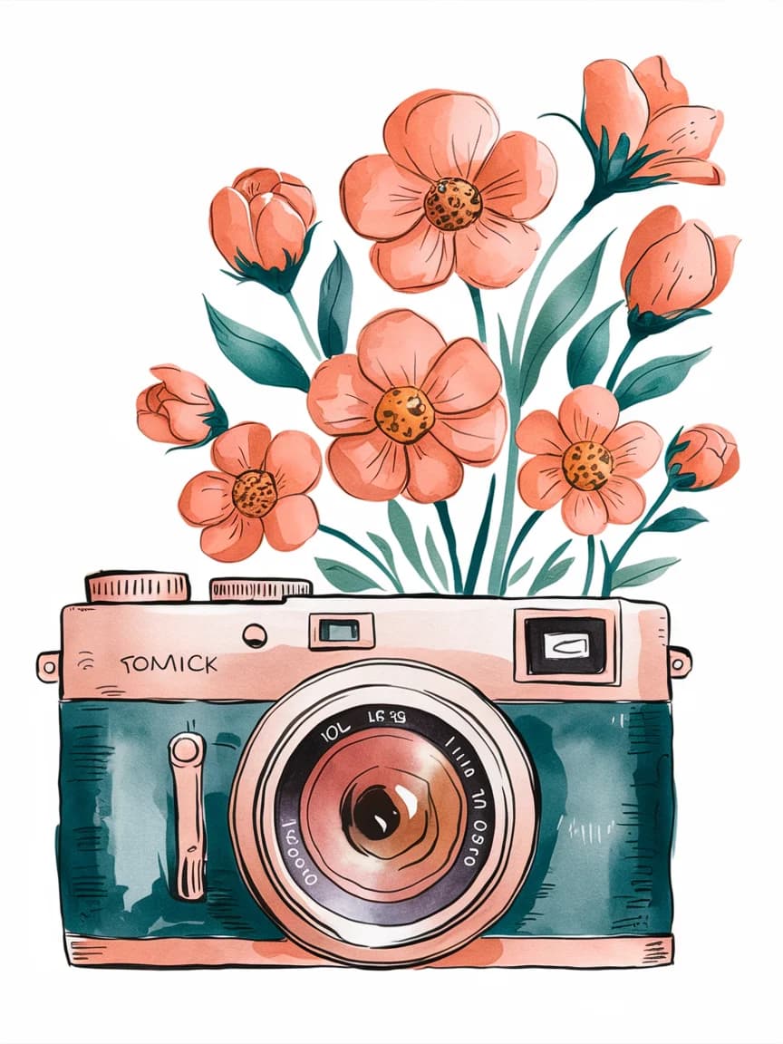 Camera and Flowers