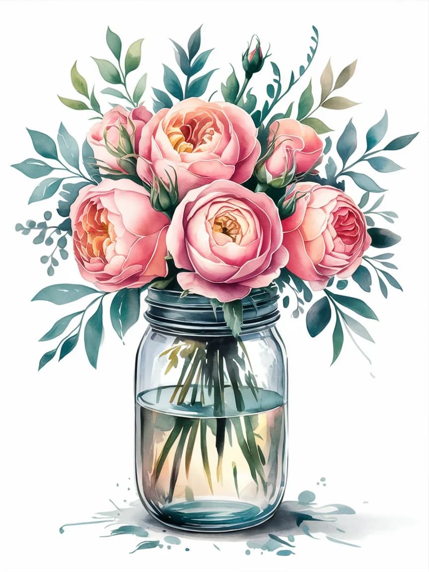 Roses in a Mason Jar