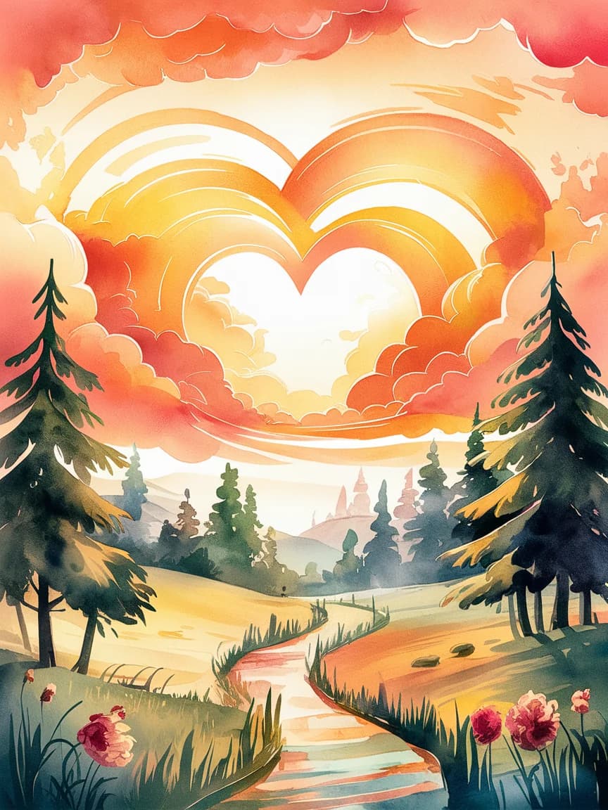 Heart-Shaped Sunset Clouds