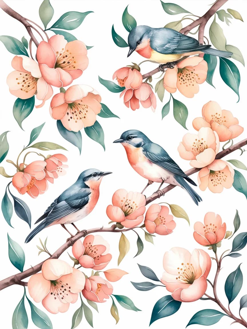 Birds on a Blooming Branch