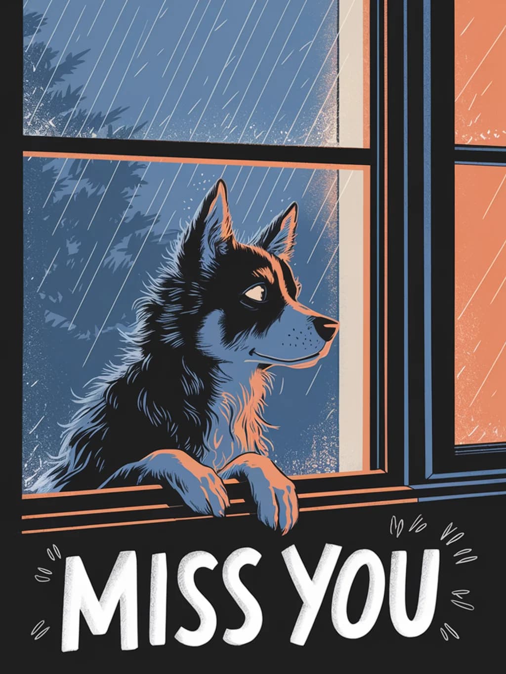Dog Window Missing You
