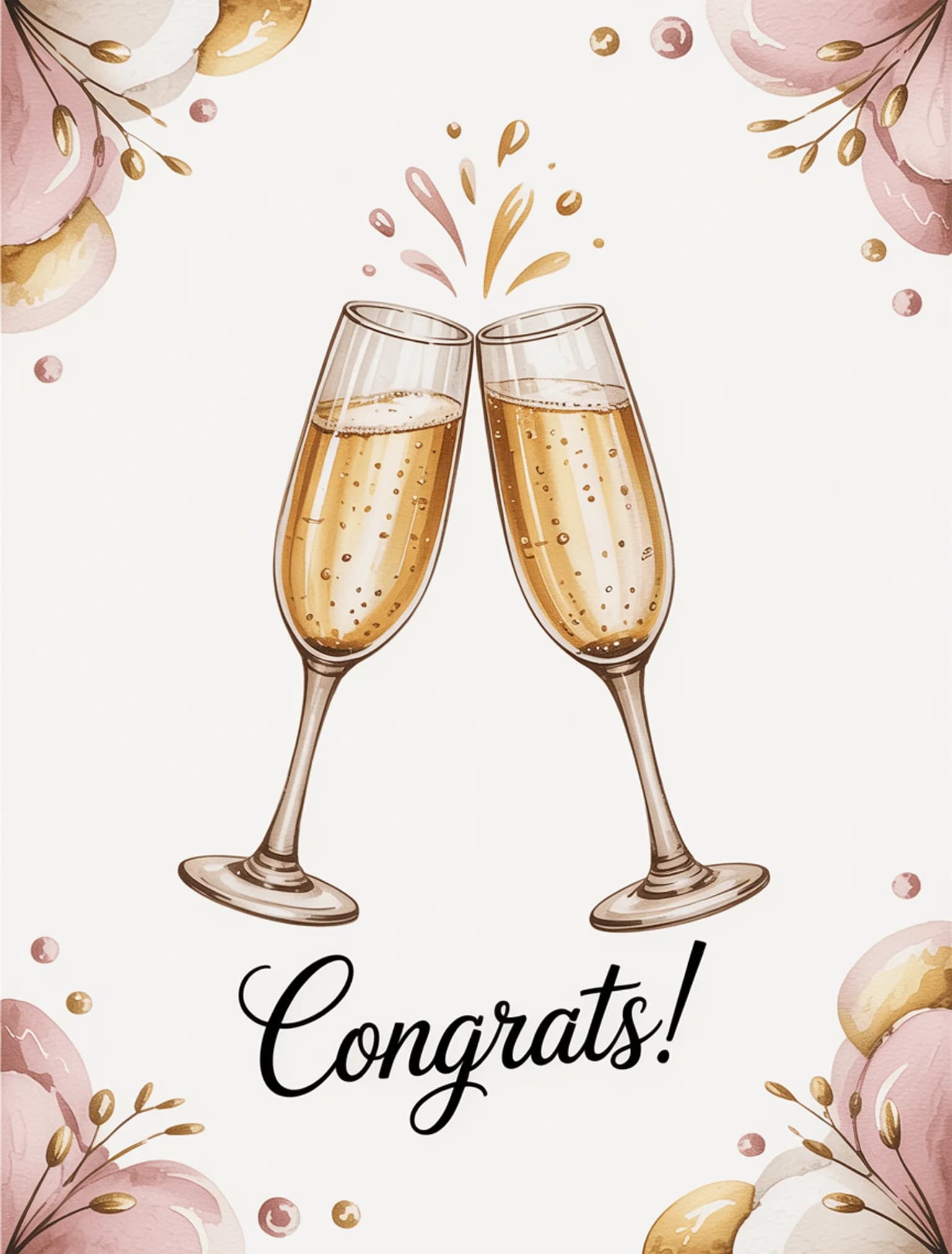 Watercolor Champagne Toast