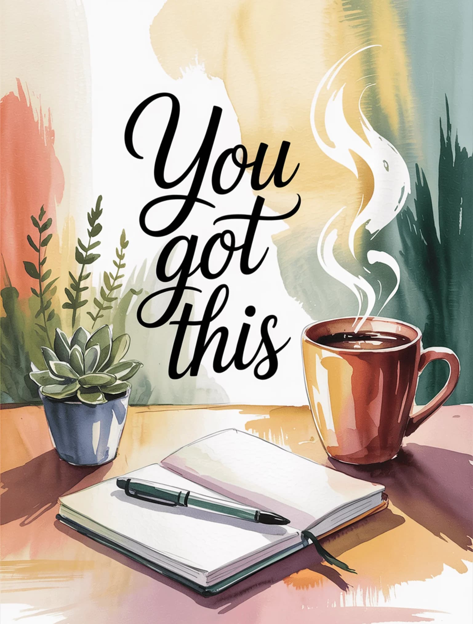 Watercolor Coffee Desk