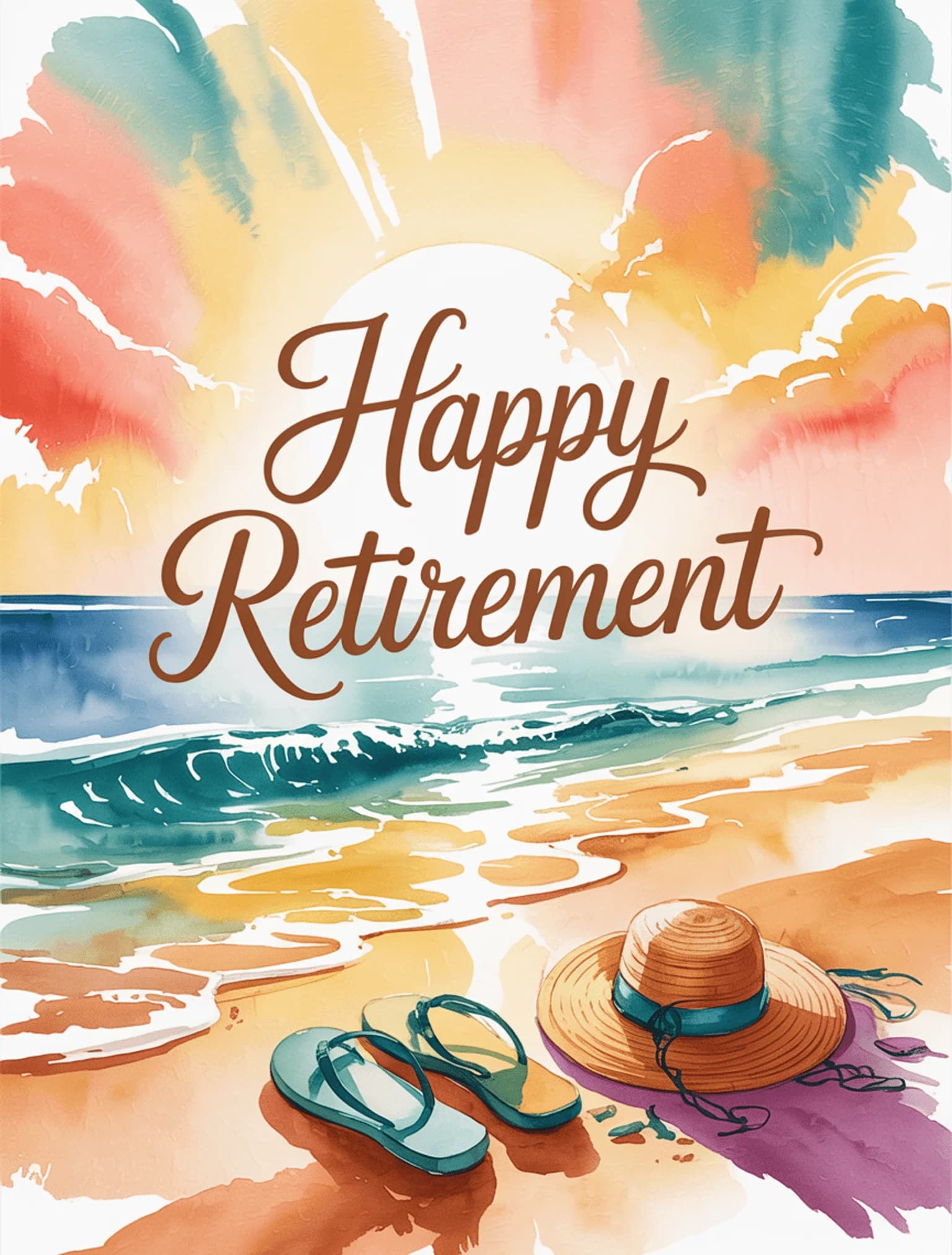 Watercolor Beach Sunset