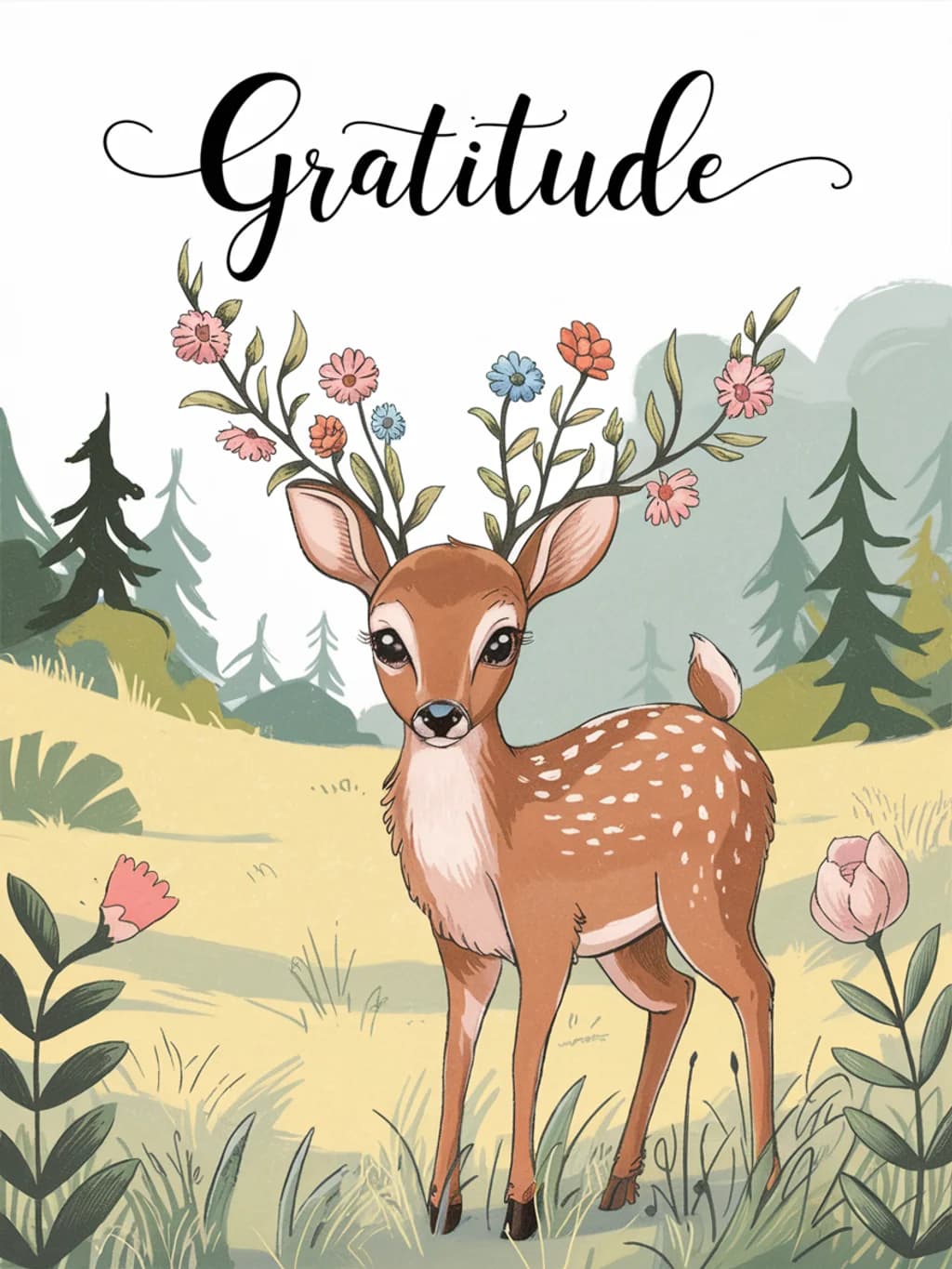 Deer Flowers Thank You