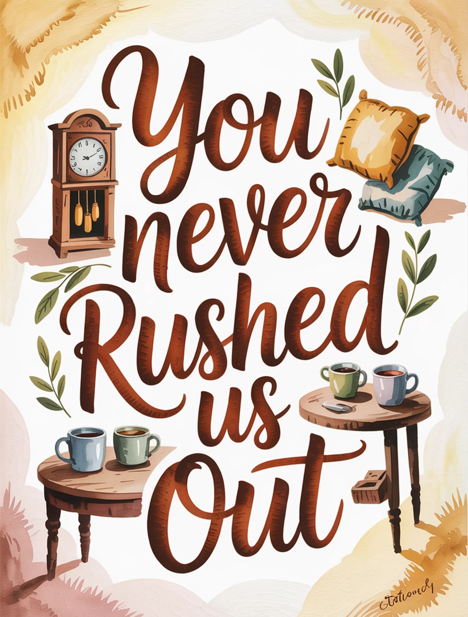 You Never Rushed Us Out