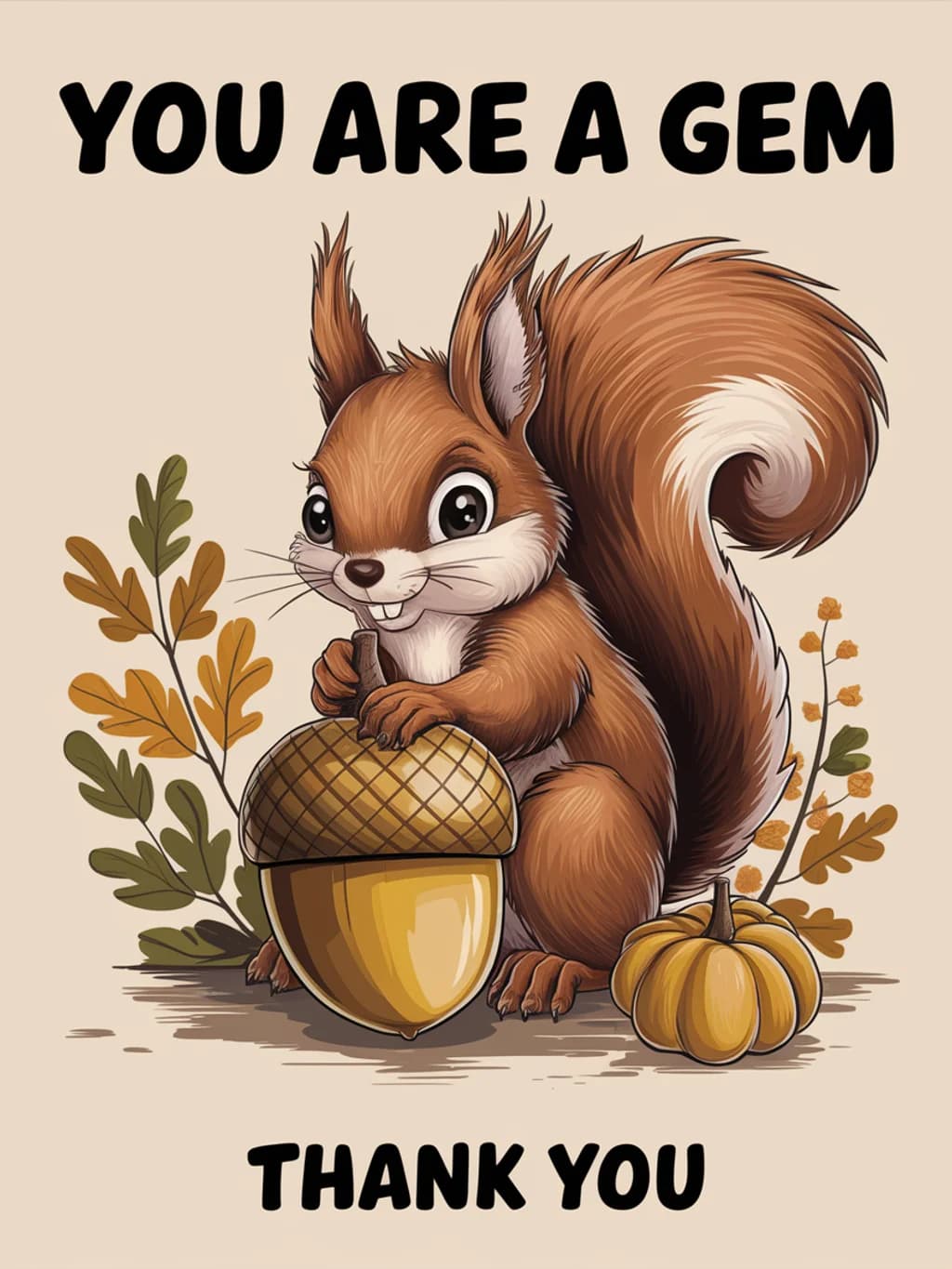 Squirrel Acorn Thank You