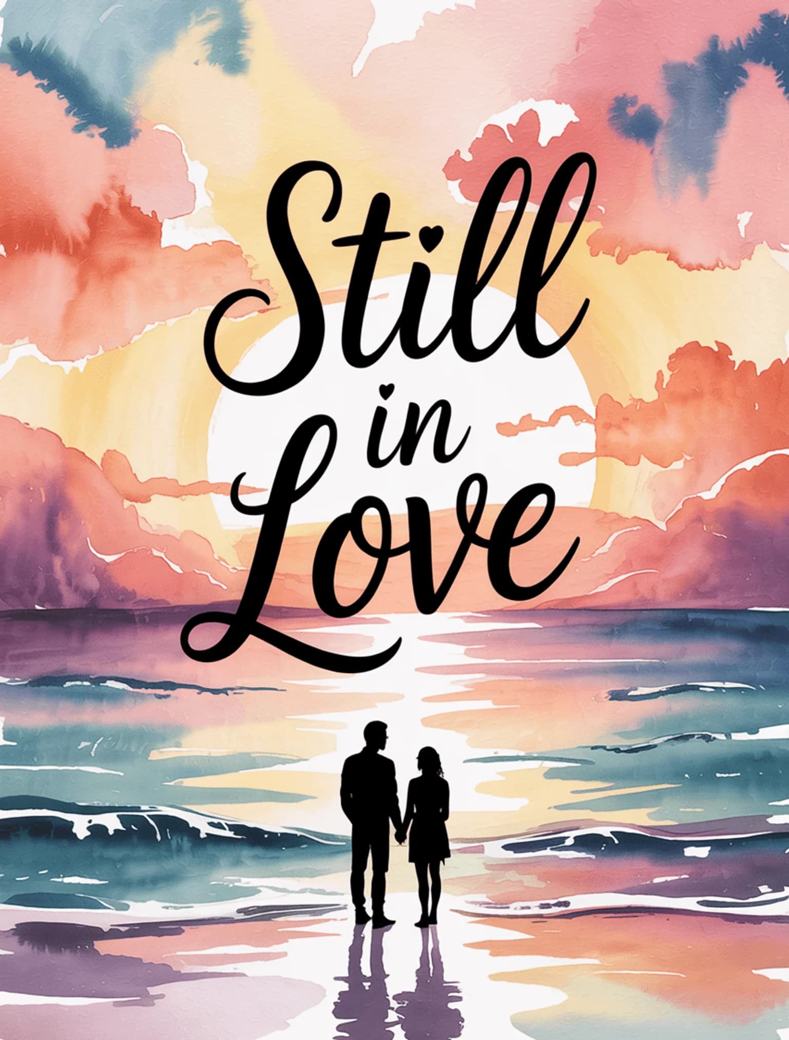 Vow Renewal Watercolor Sunset Beach